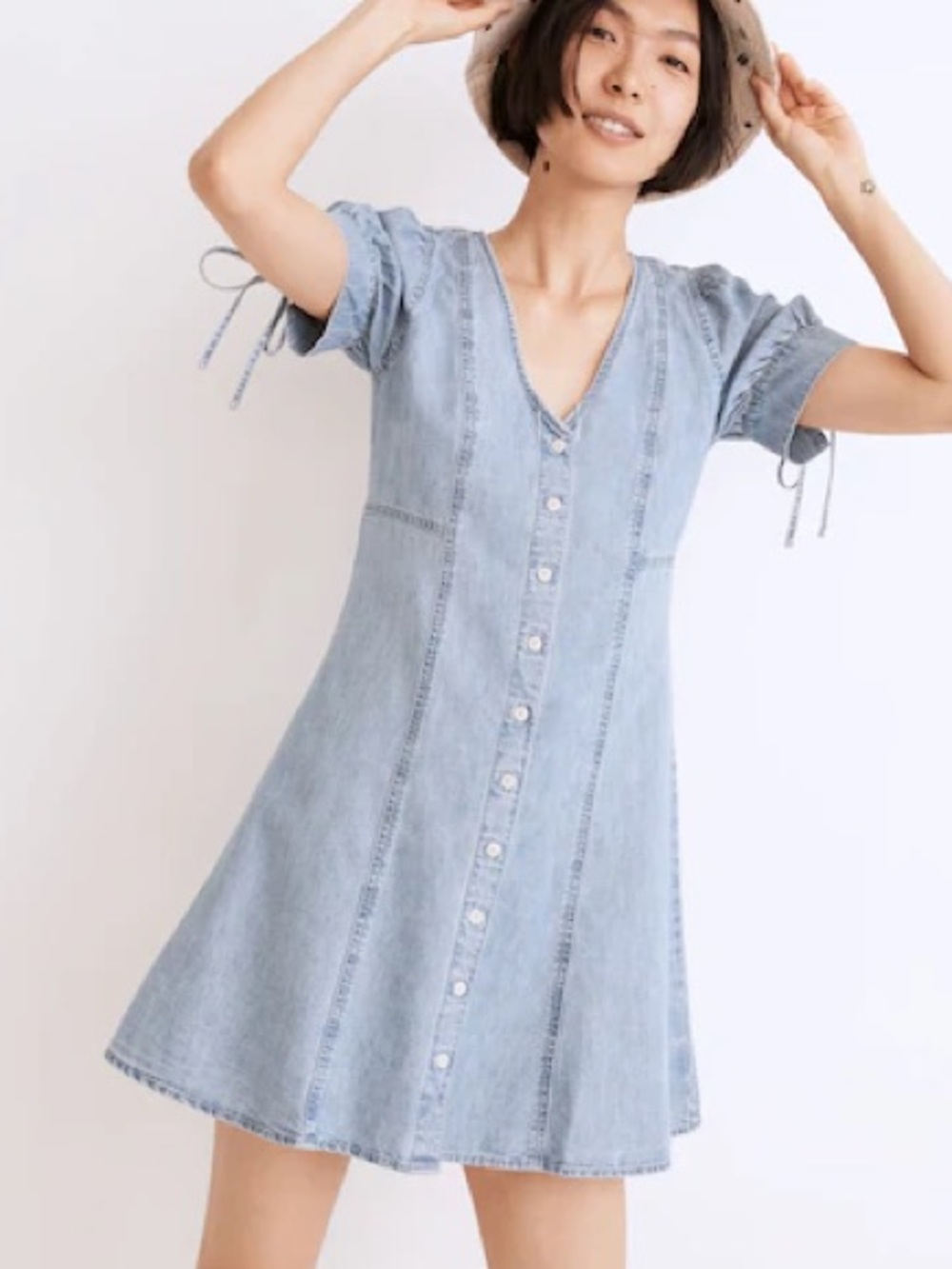 Madewell Tencel Blue Denim Button-Front Mini Dress Women’s Size 14W